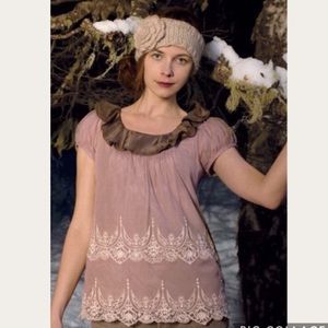 Floreat Anthropologie Silk Trim Ruffle Tiered Top